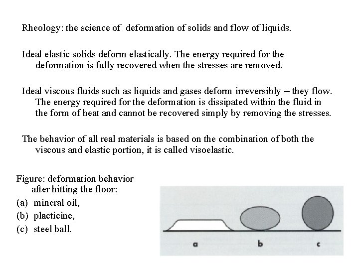 Rheology: the science of deformation of solids and flow of liquids. Ideal elastic solids