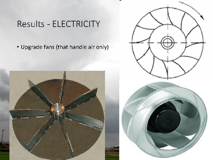 Results - ELECTRICITY • Upgrade fans (that handle air only) Results - ELECTRICITY • Upgrade fans (that handle air only)