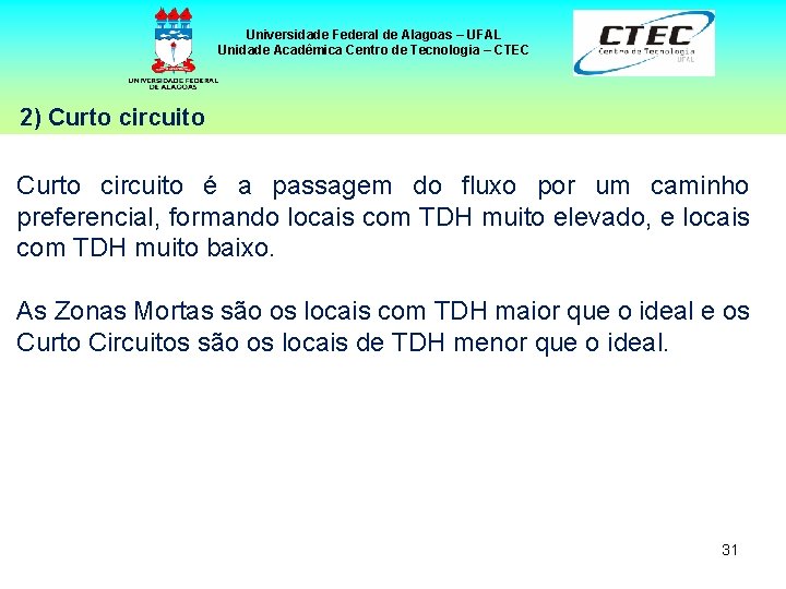 Universidade Federal de Alagoas – UFAL Unidade Acadêmica Centro de Tecnologia – CTEC 2)