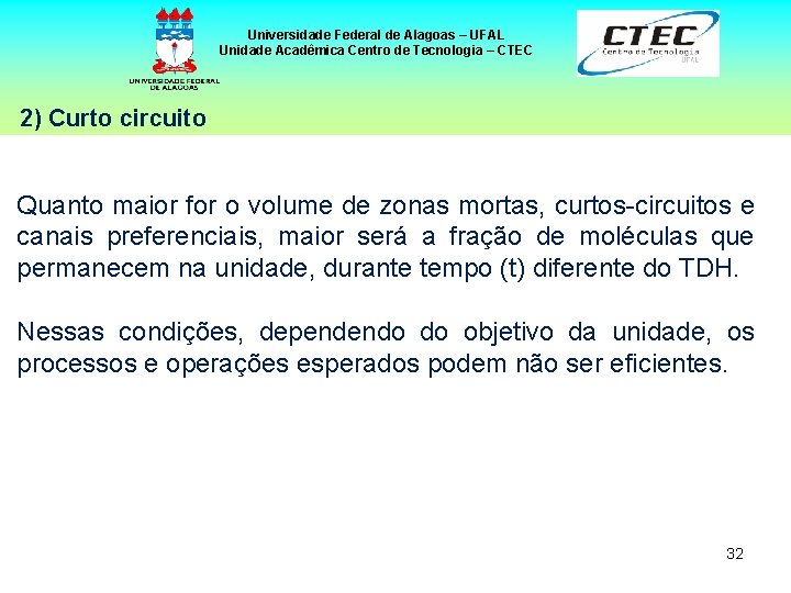 Universidade Federal de Alagoas – UFAL Unidade Acadêmica Centro de Tecnologia – CTEC 2)