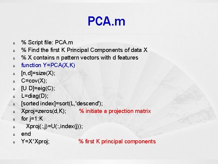 PCA. m ß ß ß ß % Script file: PCA. m % Find the