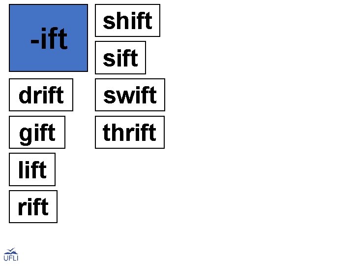 -ift shift sift drift swift gift thrift lift rift 