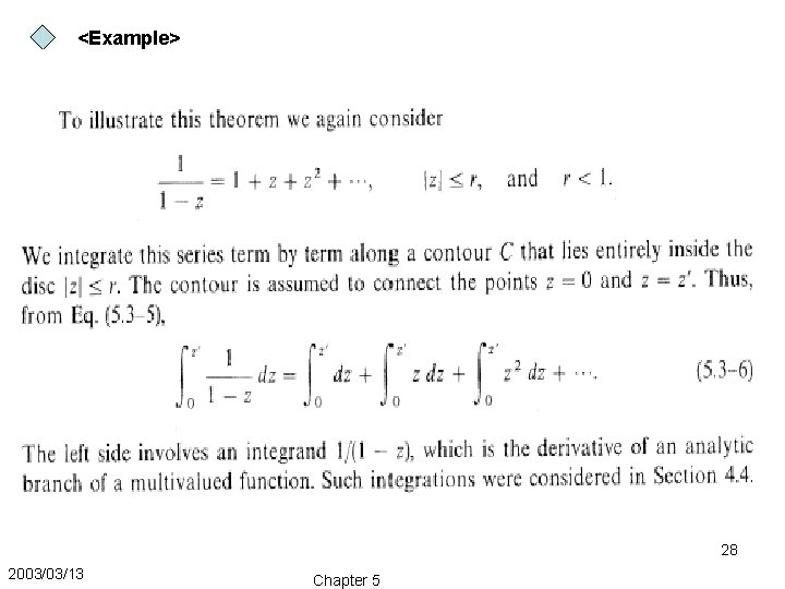 <Example> 28 2003/03/13 Chapter 5 