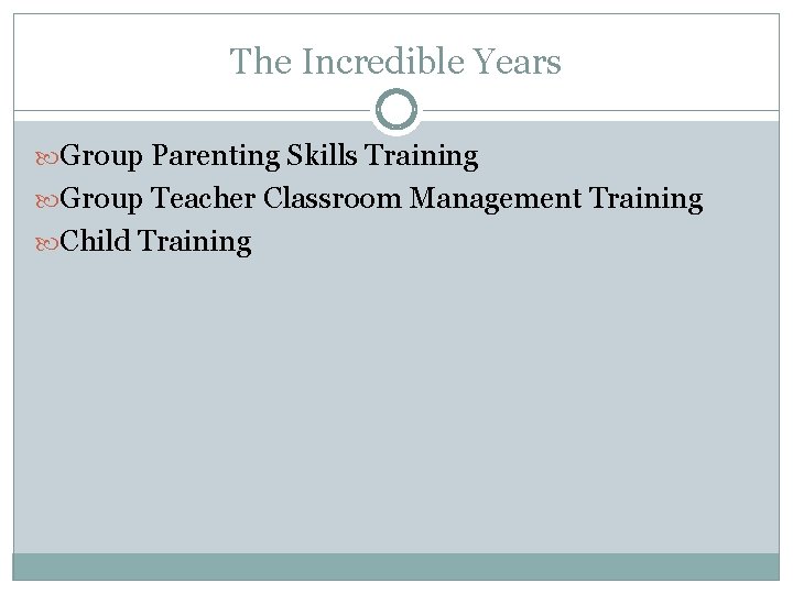 The Incredible Years Group Parenting Skills Training Group Teacher Classroom Management Training Child Training