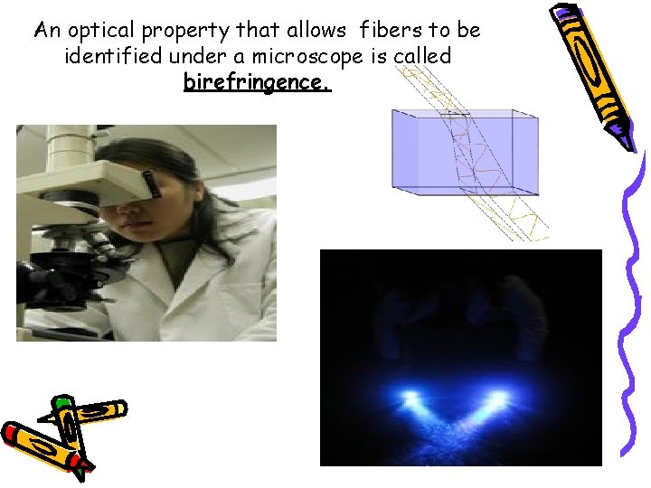 An optical property that allows fibers to be identified under a microscope is called