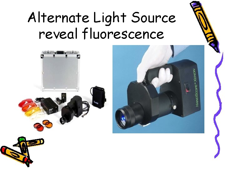 Alternate Light Source reveal fluorescence 