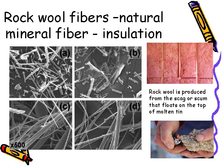 Rock wool fibers –natural mineral fiber - insulation Rock wool is produced from the