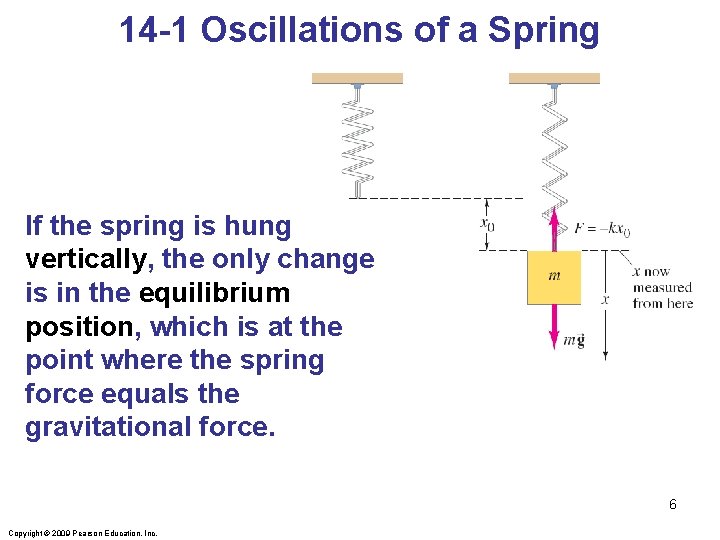 14 -1 Oscillations of a Spring If the spring is hung vertically, the only