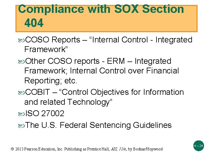 Compliance with SOX Section 404 COSO Reports – “Internal Control - Integrated Framework” Other