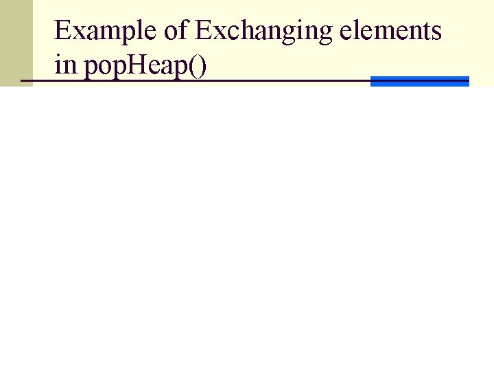 Example of Exchanging elements in pop. Heap() 12 