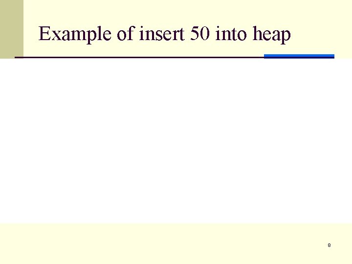 Example of insert 50 into heap 8 