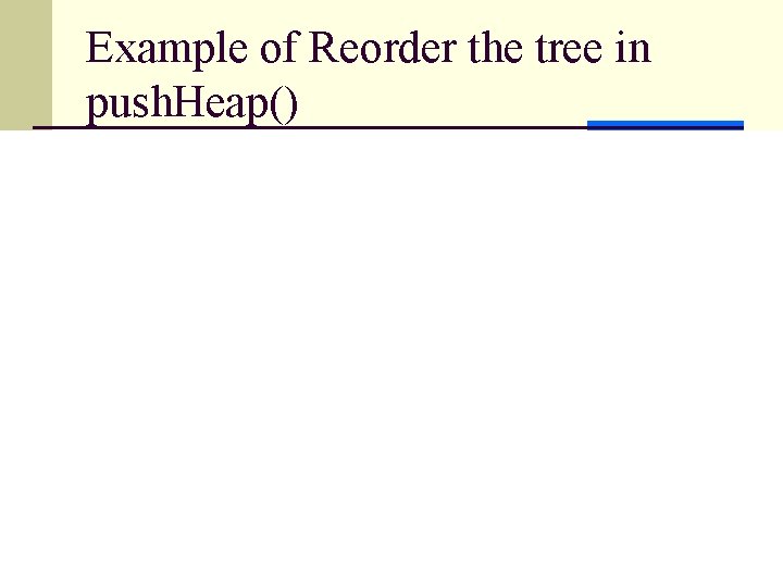 Example of Reorder the tree in push. Heap() 9 