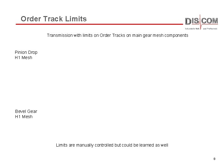 Order Track Limits Transmission with limits on Order Tracks on main gear mesh components