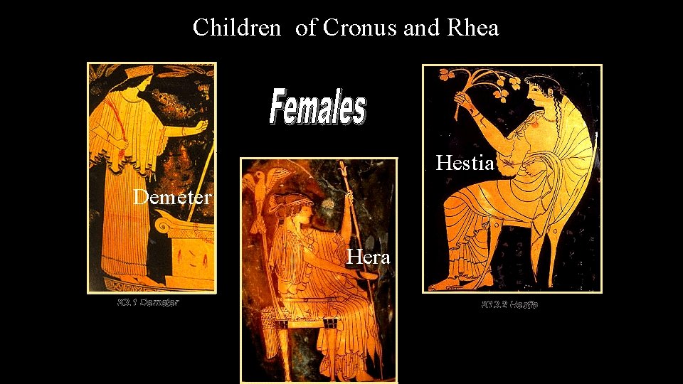 Children of Cronus and Rhea Hestia Demeter Hera 