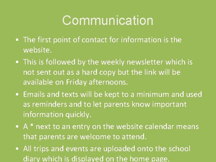 Communication • The first point of contact for information is the website. • This Communication • The first point of contact for information is the website. • This