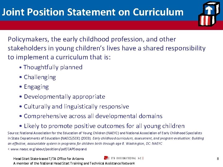 Joint Position Statement on Curriculum Policymakers, the early childhood profession, and other stakeholders in