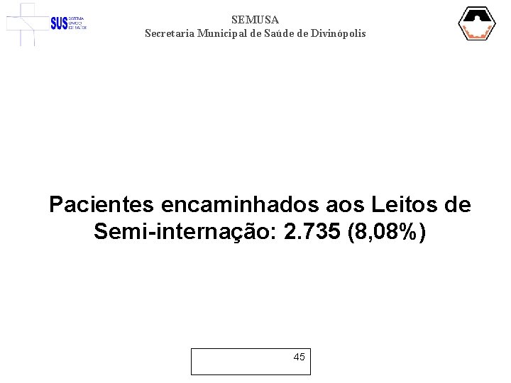 SEMUSA Secretaria Municipal de Saúde de Divinópolis Pacientes encaminhados aos Leitos de Semi-internação: 2.