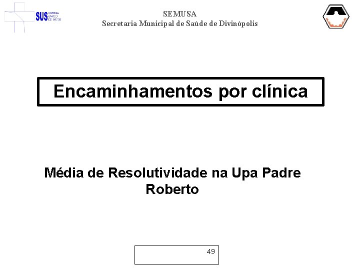 SEMUSA Secretaria Municipal de Saúde de Divinópolis Encaminhamentos por clínica Média de Resolutividade na