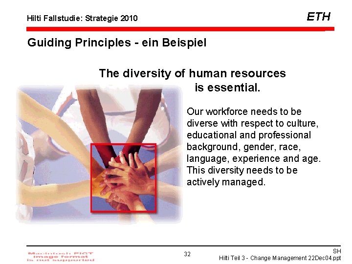 ETH Hilti Fallstudie: Strategie 2010 Guiding Principles - ein Beispiel The diversity of human