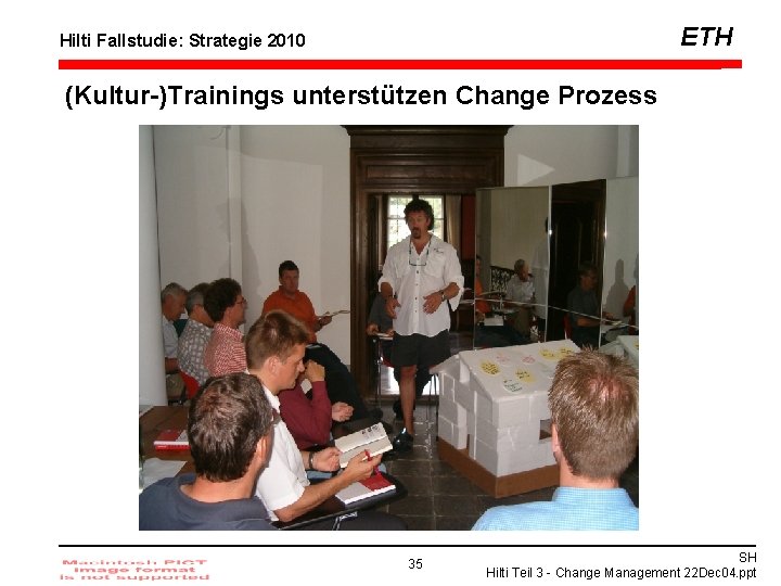 ETH Hilti Fallstudie: Strategie 2010 (Kultur-)Trainings unterstützen Change Prozess 35 SH Hilti Teil 3