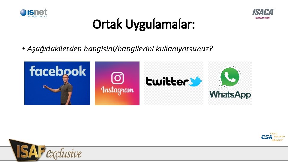 Ortak Uygulamalar: • Aşağıdakilerden hangisini/hangilerini kullanıyorsunuz? Ortak Uygulamalar: • Aşağıdakilerden hangisini/hangilerini kullanıyorsunuz?