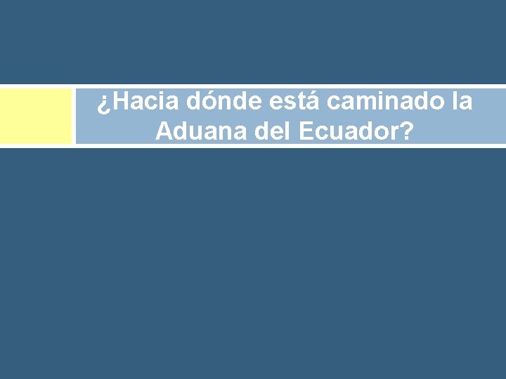 ¿Hacia dónde está caminado la Aduana del Ecuador? 