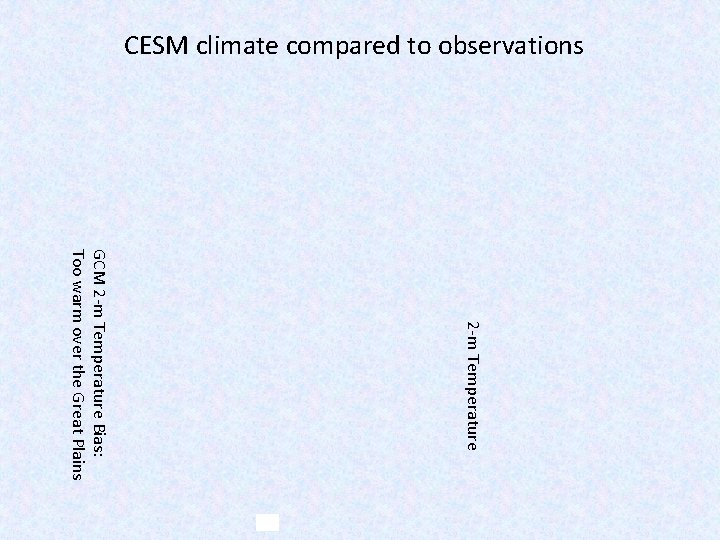 CESM climate compared to observations 2 -m Temperature GCM 2 -m Temperature Bias: Too