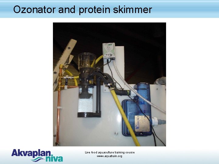 Ozonator and protein skimmer Live food aquaculture training course www. aquatrain. org 