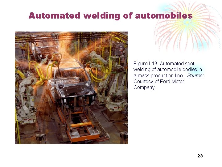 Automated welding of automobiles Figure I. 13 Automated spot welding of automobile bodies in