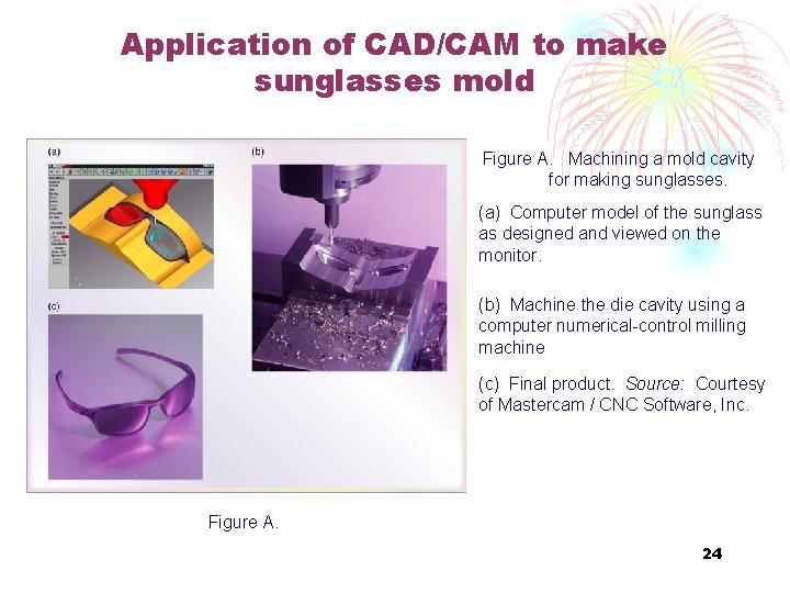 Application of CAD/CAM to make sunglasses mold Figure A. Machining a mold cavity for