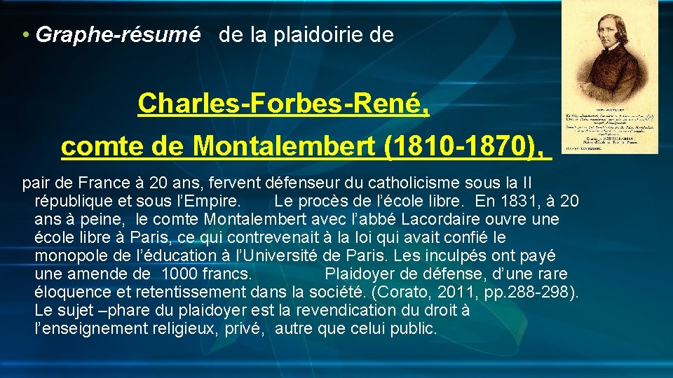  • Graphe-résumé de la plaidoirie de Charles-Forbes-René, comte de Montalembert (1810 -1870), pair