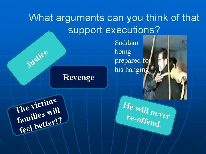 What arguments can you think of that support executions? Ju e c i st