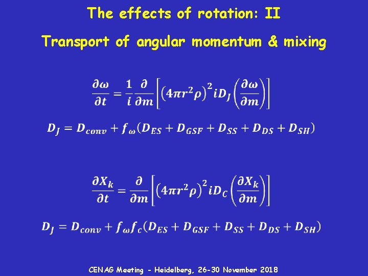 The effects of rotation: II Transport of angular momentum & mixing CENAG Meeting -