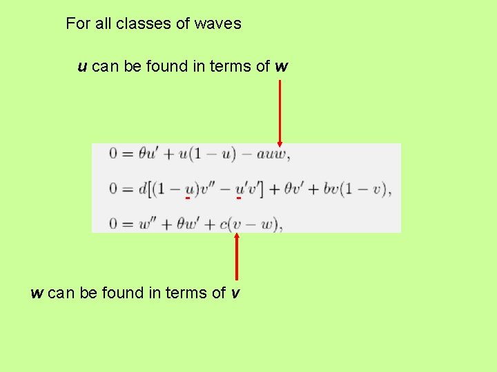 For all classes of waves u can be found in terms of w w