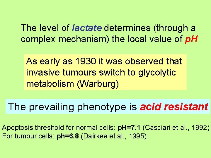 The level of lactate determines (through a complex mechanism) the local value of p.