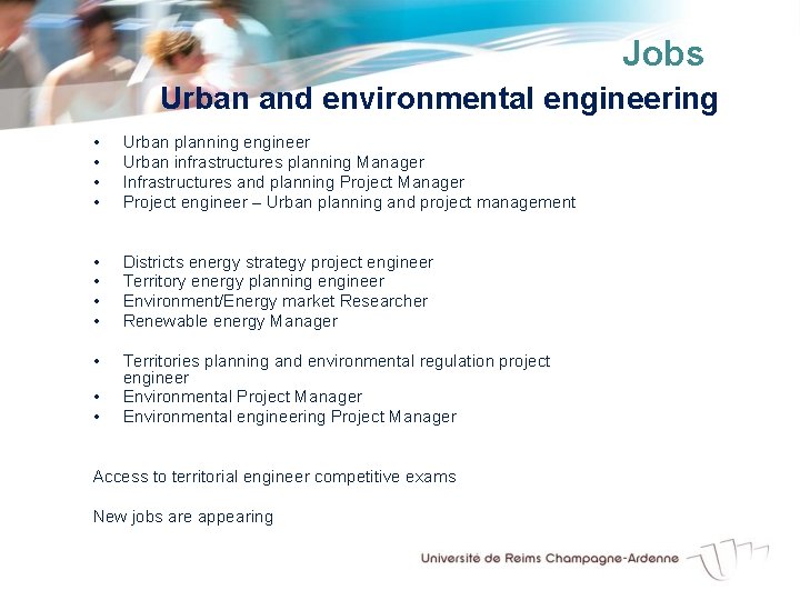 Jobs Urban and environmental engineering • • Urban planning engineer Urban infrastructures planning Manager