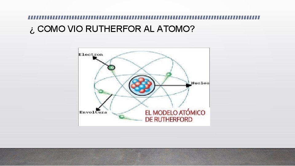 ¿ COMO VIO RUTHERFOR AL ATOMO? 