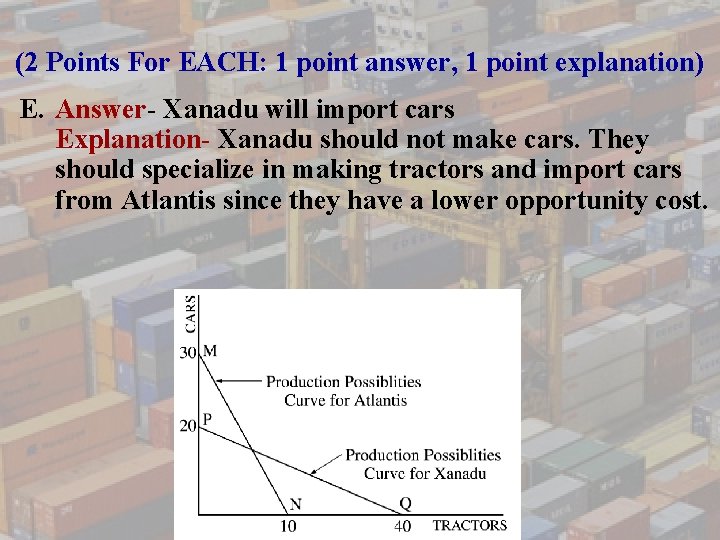 (2 Points For EACH: 1 point answer, 1 point explanation) E. Answer- Xanadu will