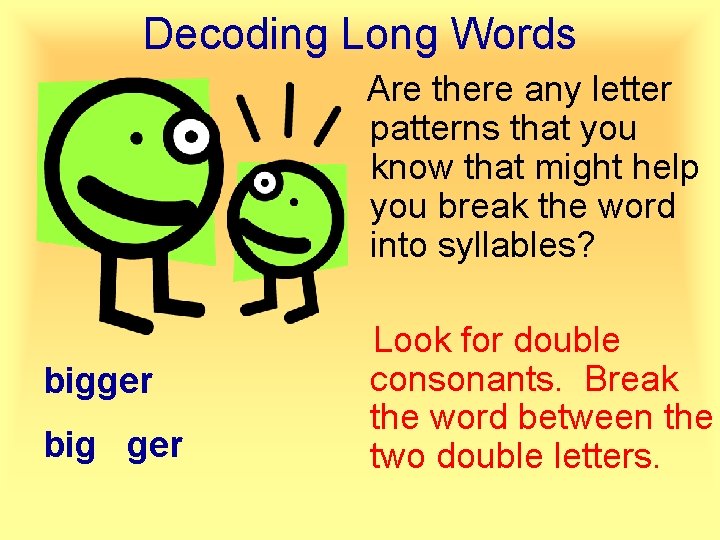 Decoding Long Words Are there any letter patterns that you know that might help