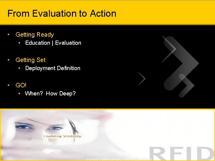 From Evaluation to Action • Getting Ready • Education | Evaluation • Getting Set