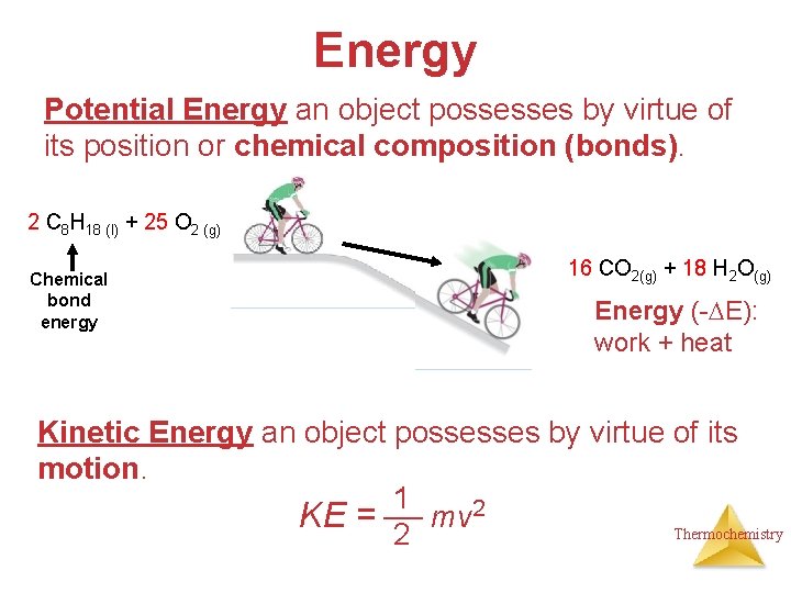 Energy Potential Energy an object possesses by virtue of its position or chemical composition