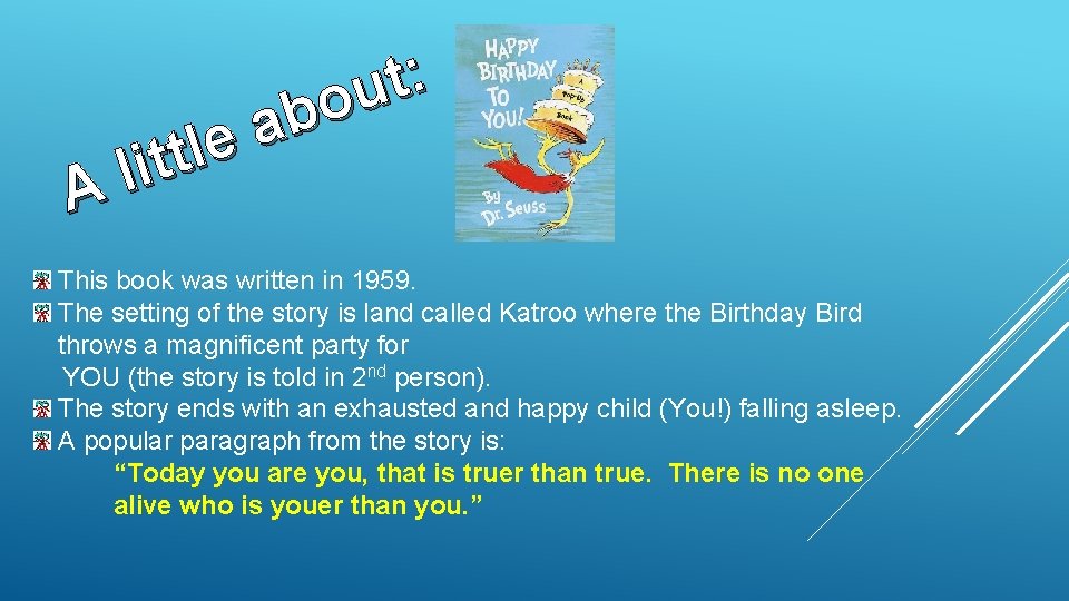 A : t u o b a e l t lit This book was