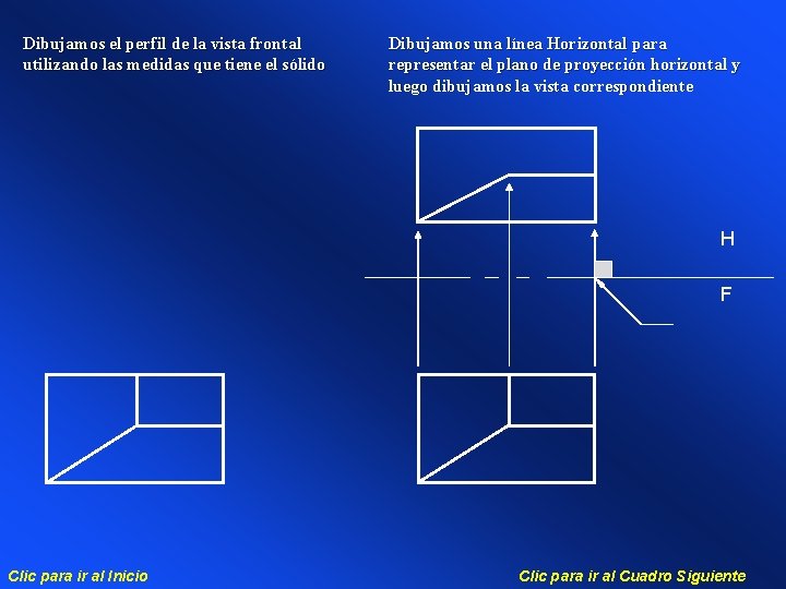 Dibujamos el perfil de la vista frontal utilizando las medidas que tiene el sólido