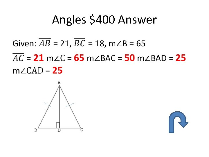 Angles $400 Answer • Angles $400 Answer •