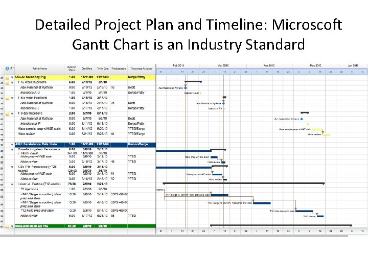 Detailed Project Plan and Timeline: Microscoft Gantt Chart is an Industry Standard 