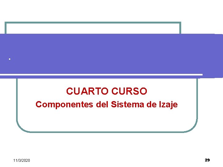 . CUARTO CURSO Componentes del Sistema de Izaje 11/3/2020 29 