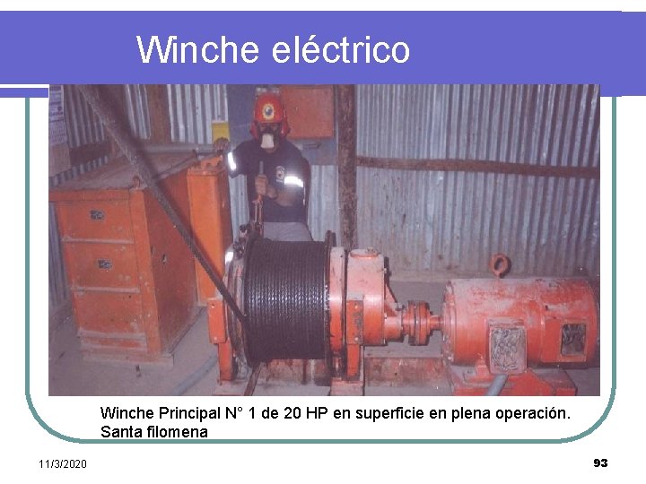  Winche eléctrico Winche Principal N° 1 de 20 HP en superficie en plena