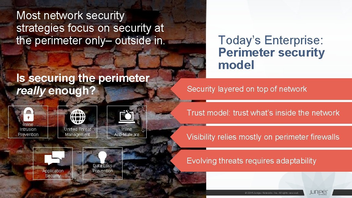 Most network security strategies focus on security at the perimeter only– outside in. Is