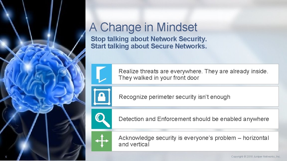 A Change in Mindset Stop talking about Network Security. Start talking about Secure Networks.