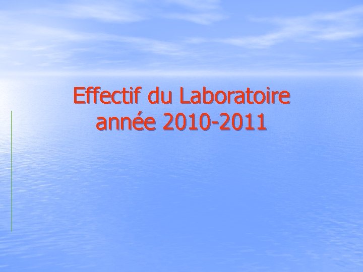 Effectif du Laboratoire année 2010 -2011 